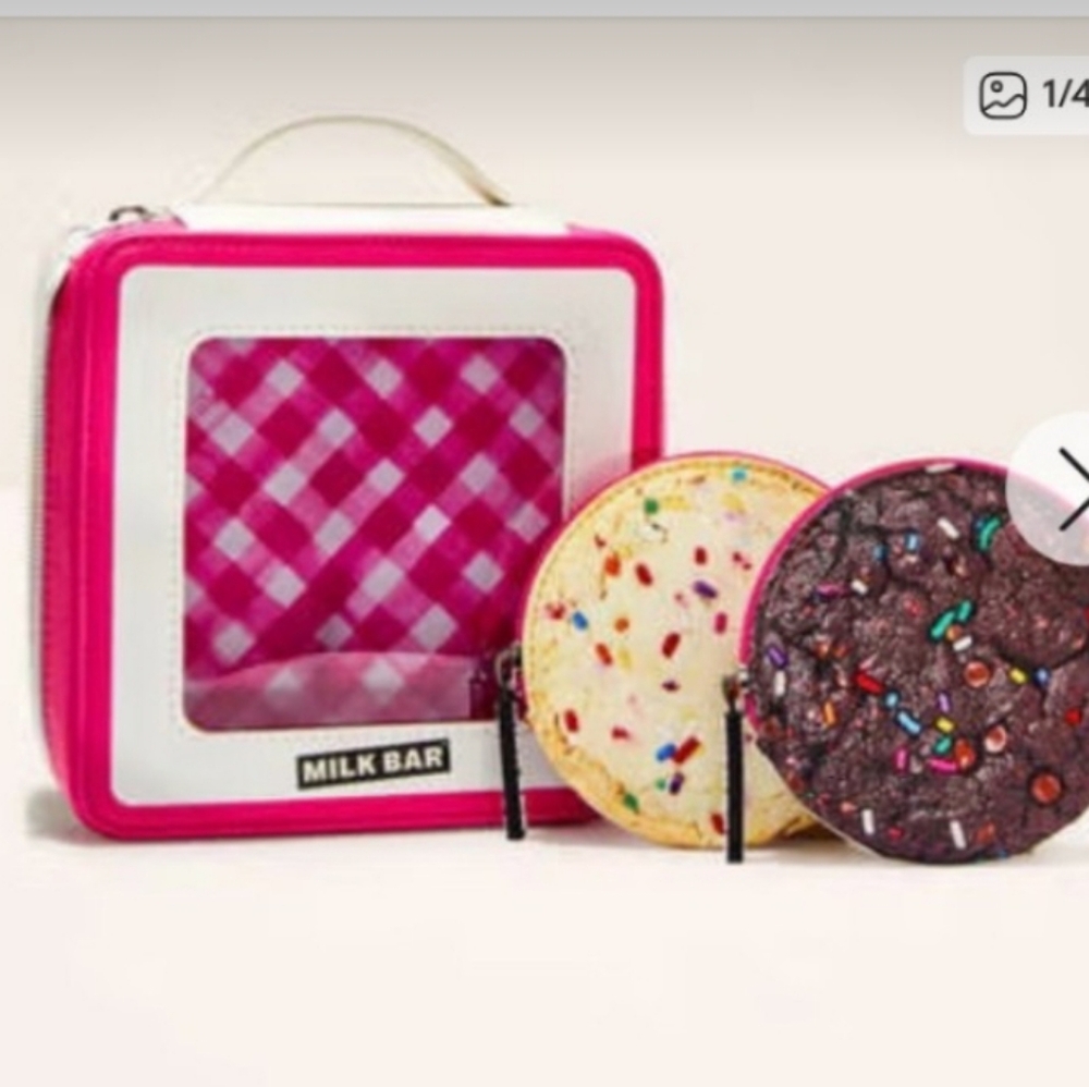 Bath & Body Works Milk Bar Cookie Cosmetic Bag - Pink and White